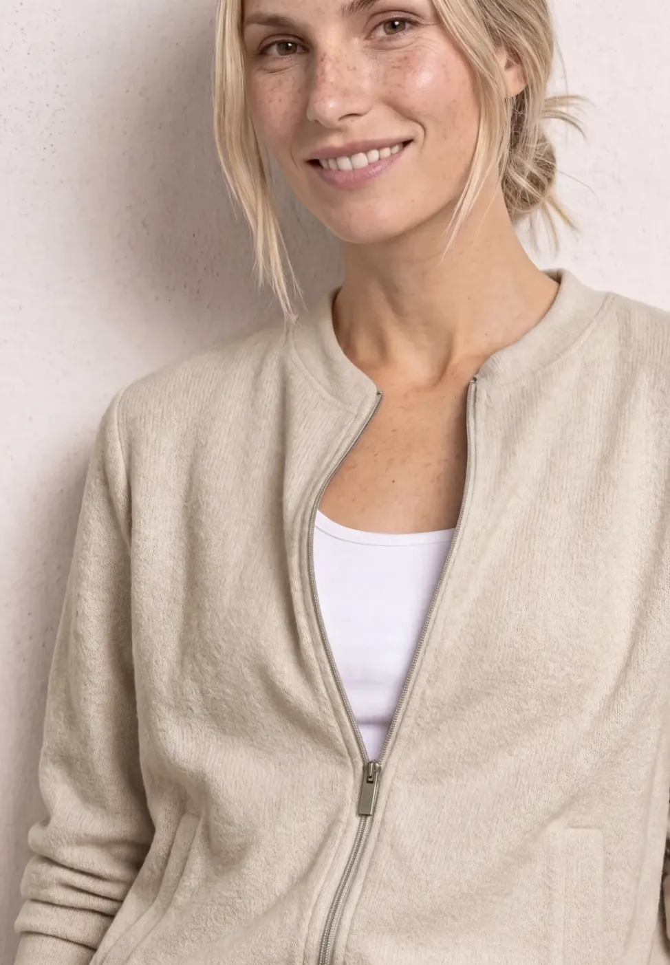 Langarm Jacke im Strick-Look mit Zipper