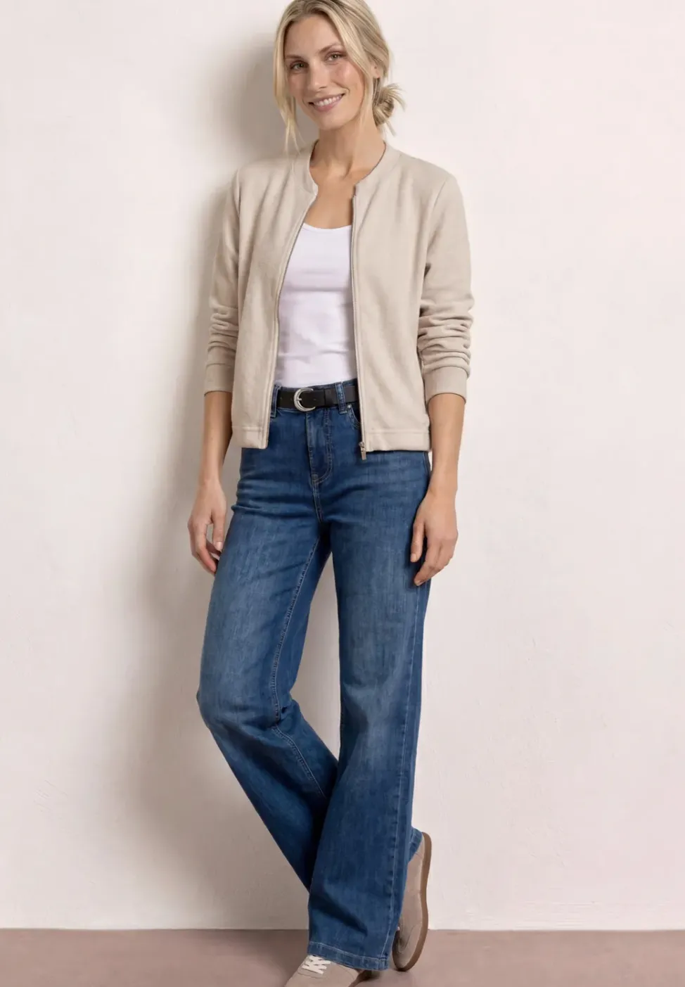 Langarm Jacke im Strick-Look mit Zipper