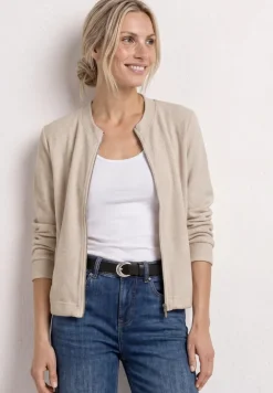 Langarm Jacke im Strick-Look mit Zipper