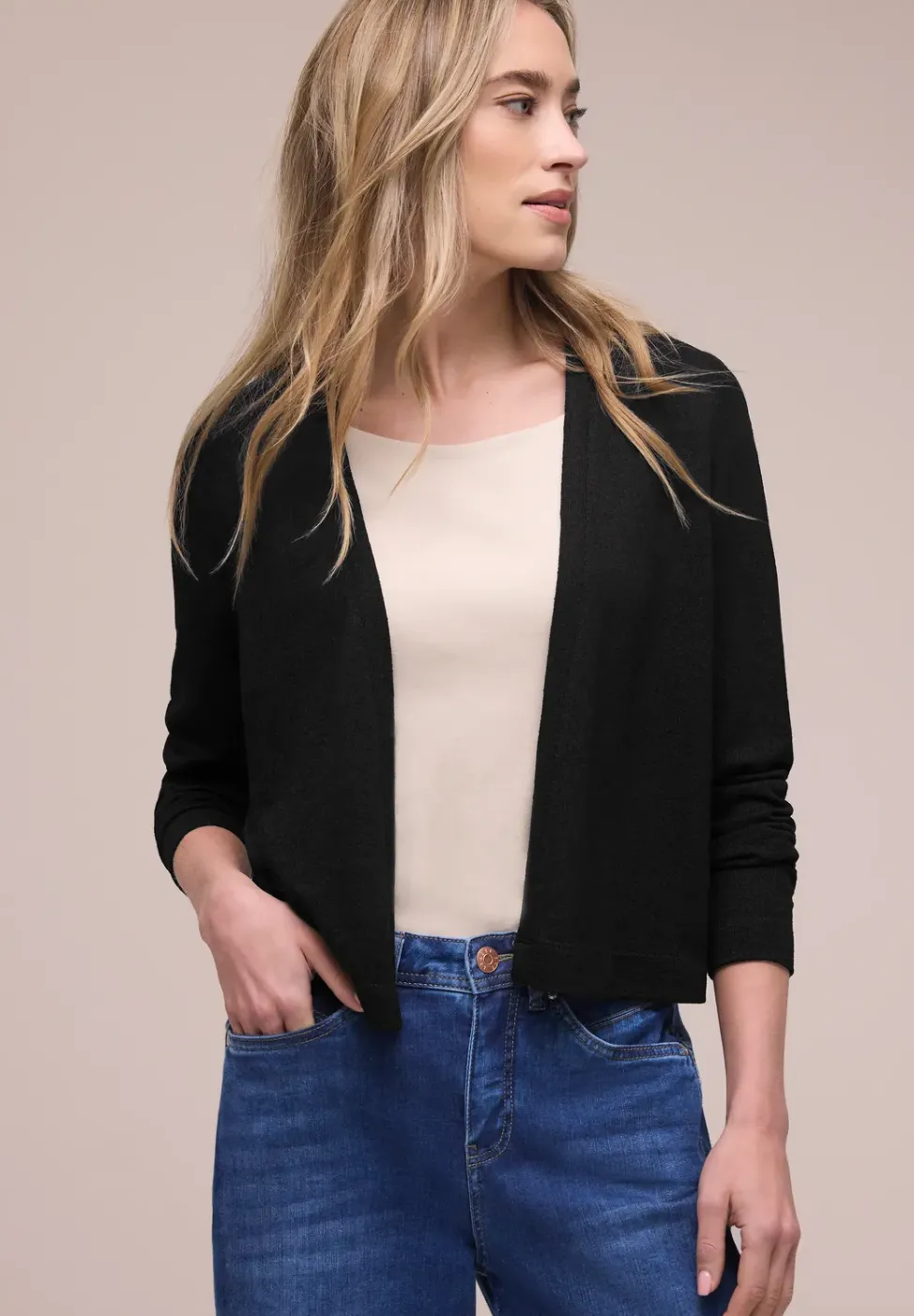 Langarm Jacke im Strick-Look