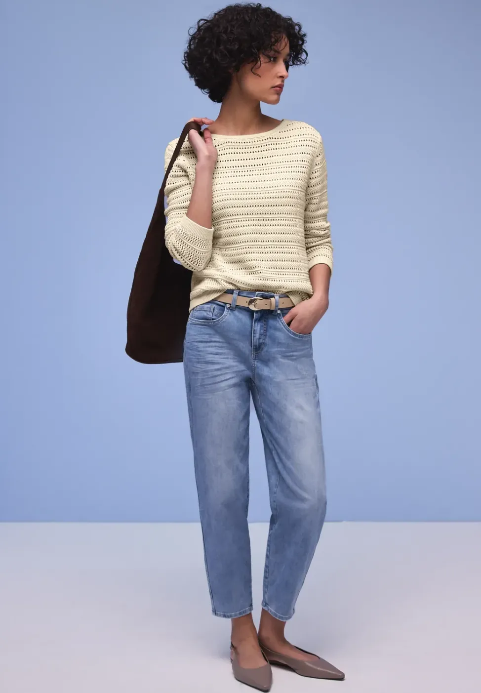 Langarm Pullover mit U-Boot-Ausschnitt