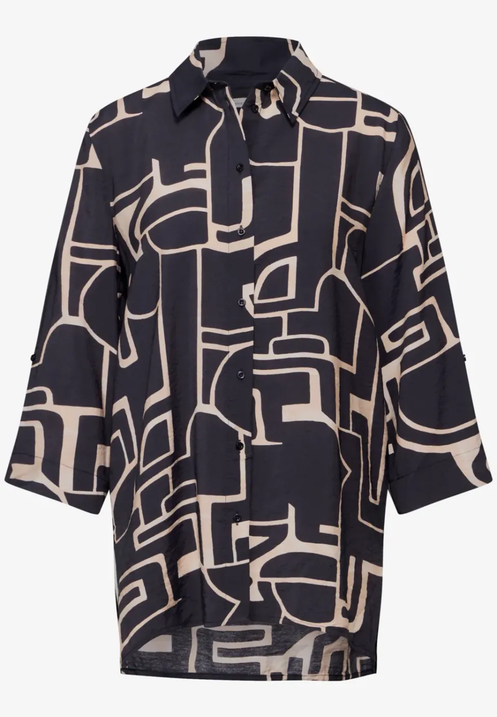 Lange Bluse mit Turn-Up