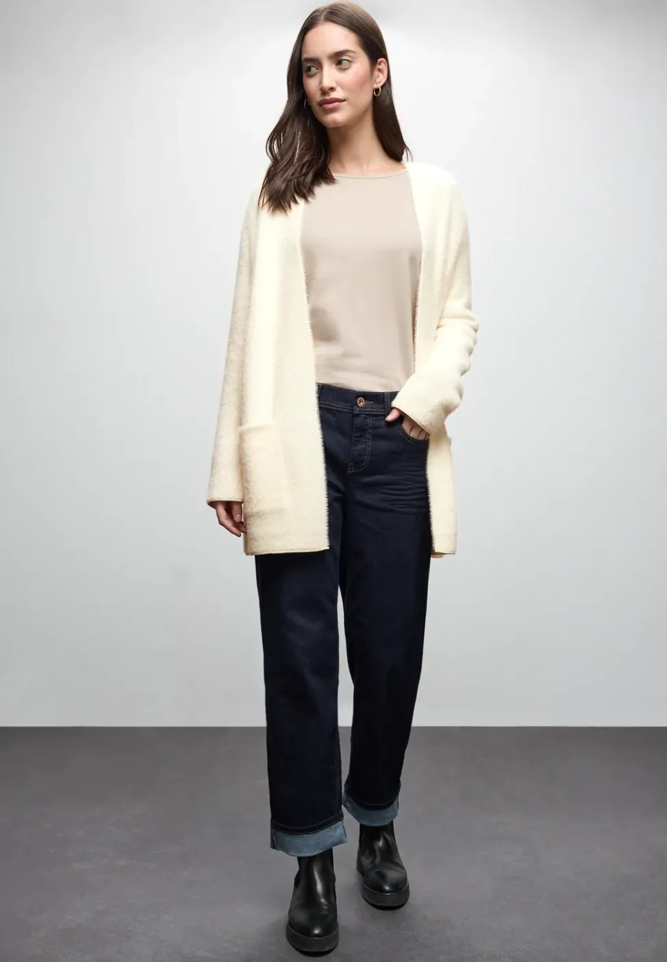 Langer Federgarn Cardigan