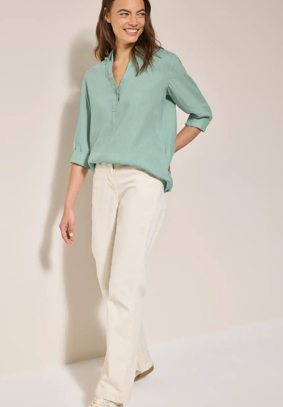 Leinen-Longbluse