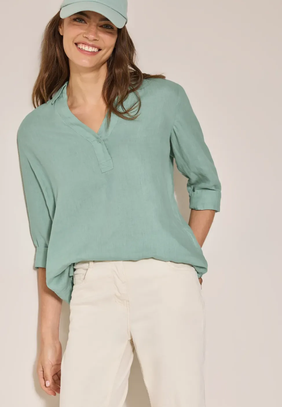 Leinen-Longbluse