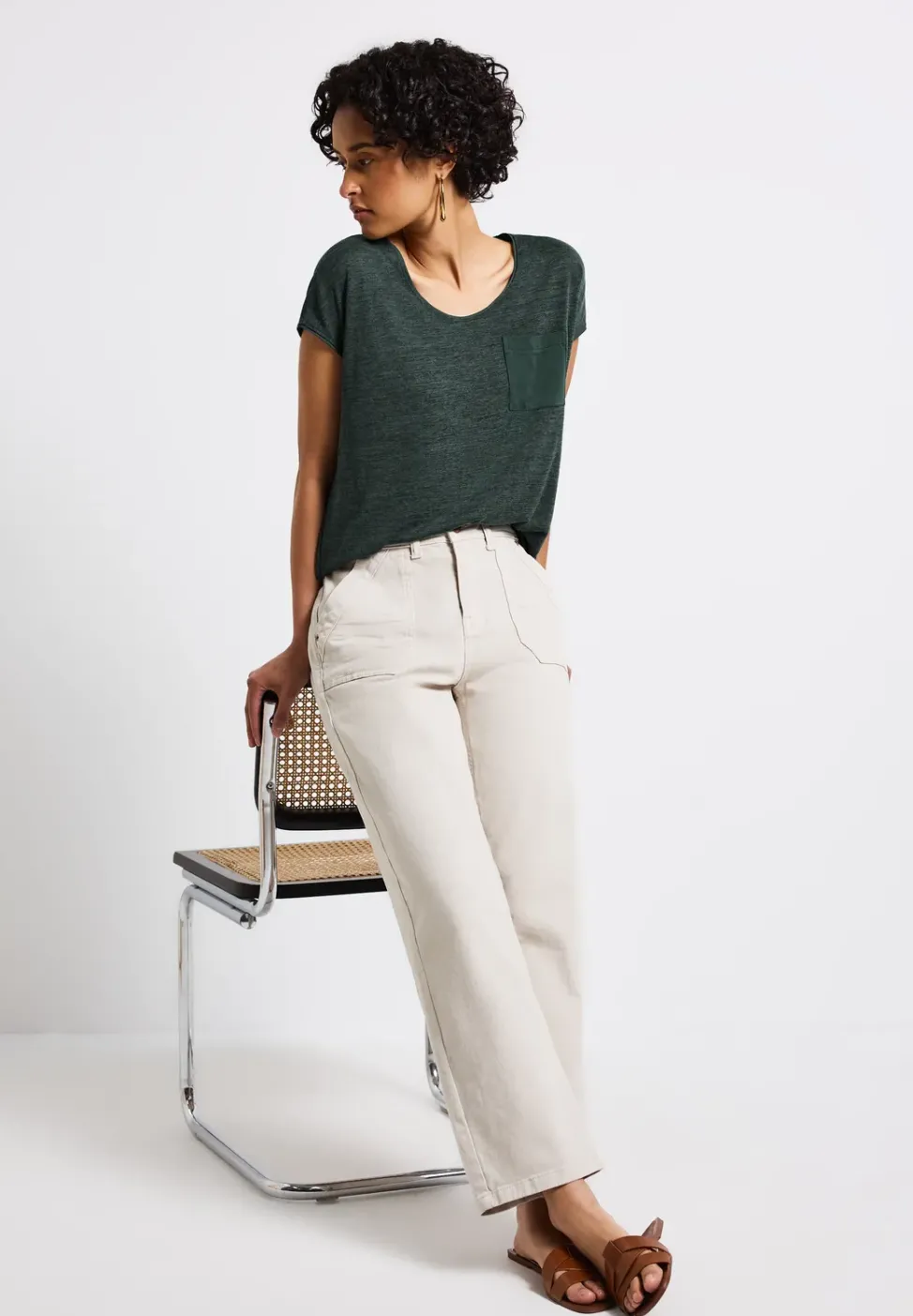Leinen-Look T-Shirt