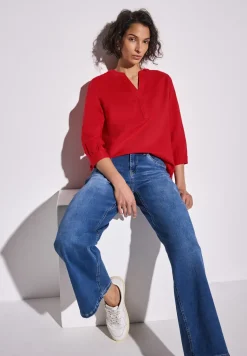 Leinenmix-Bluse in Unifarbe