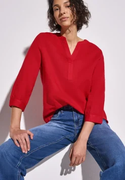 Leinenmix-Bluse in Unifarbe