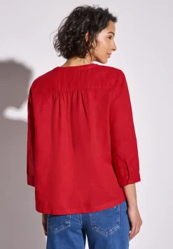 Leinenmix-Bluse in Unifarbe