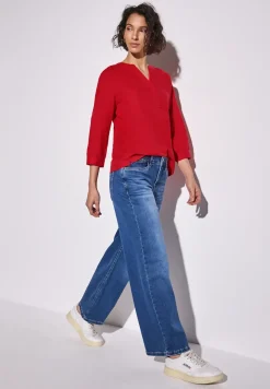 Leinenmix-Bluse in Unifarbe