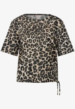 Leinenmix Print-Blusenshirt