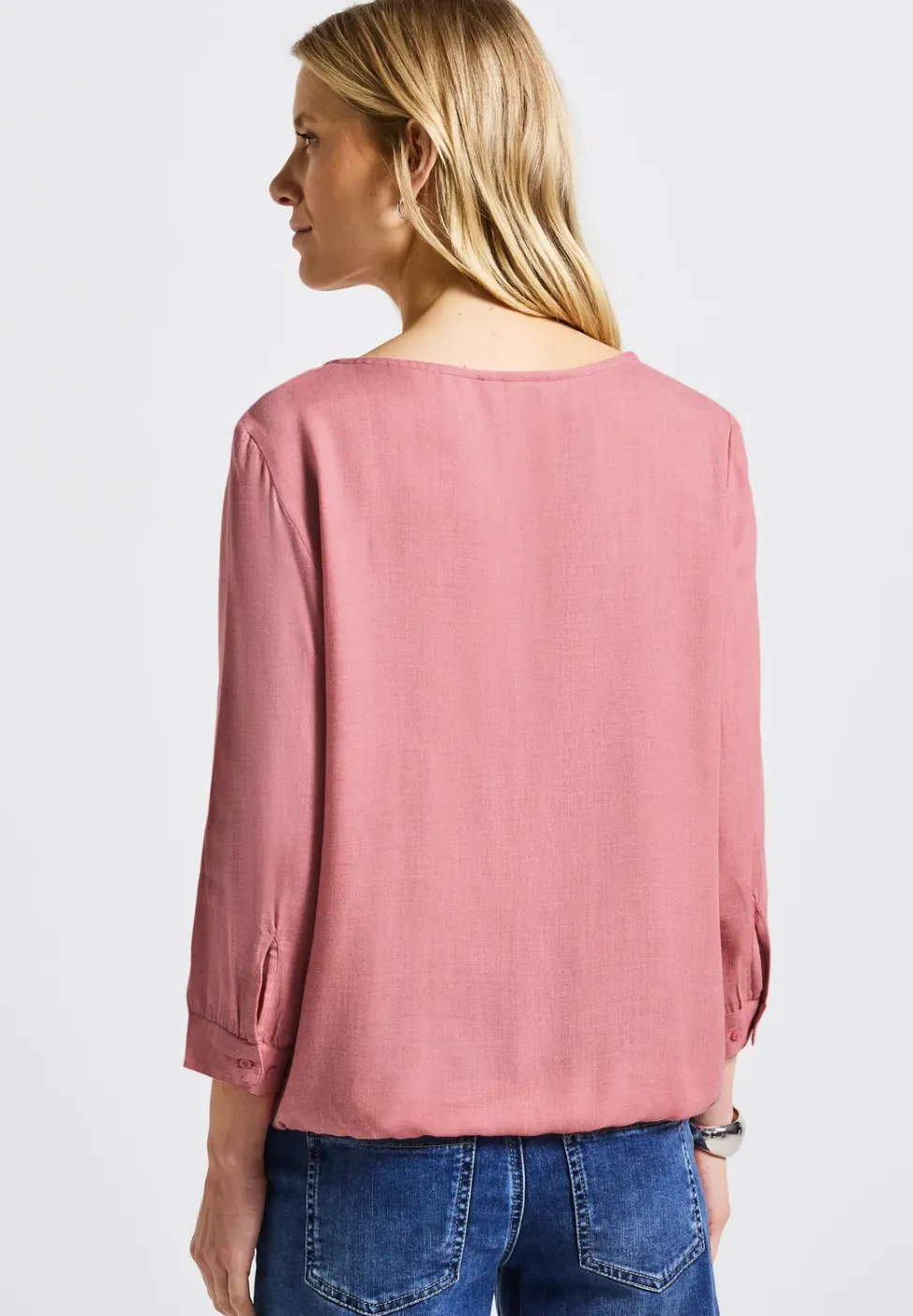 Melange Rundhals Bluse