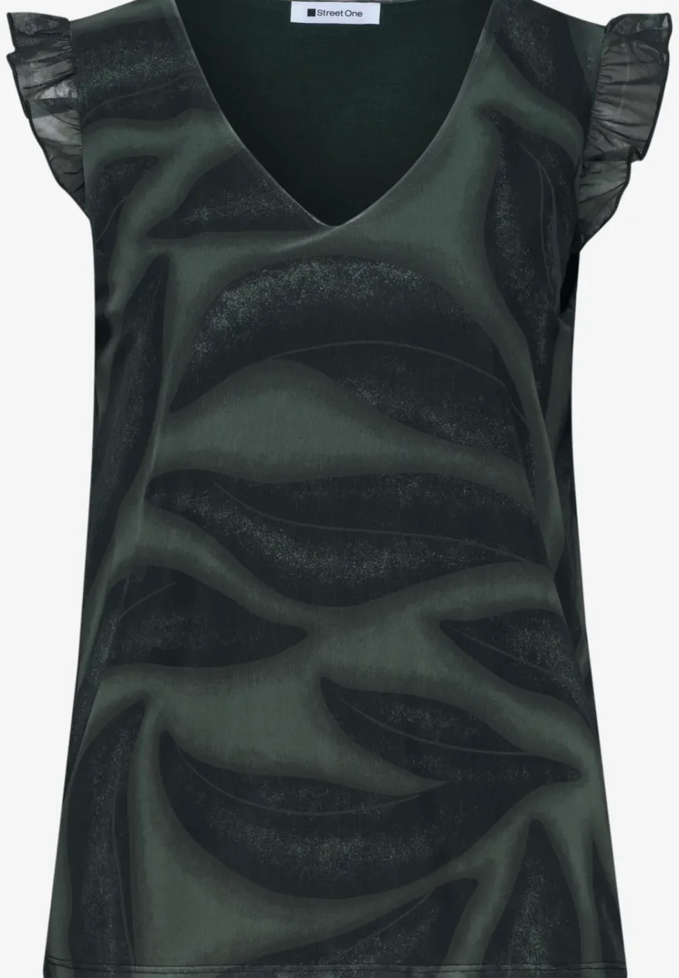 Mesh-Top mit V-Neck und Print