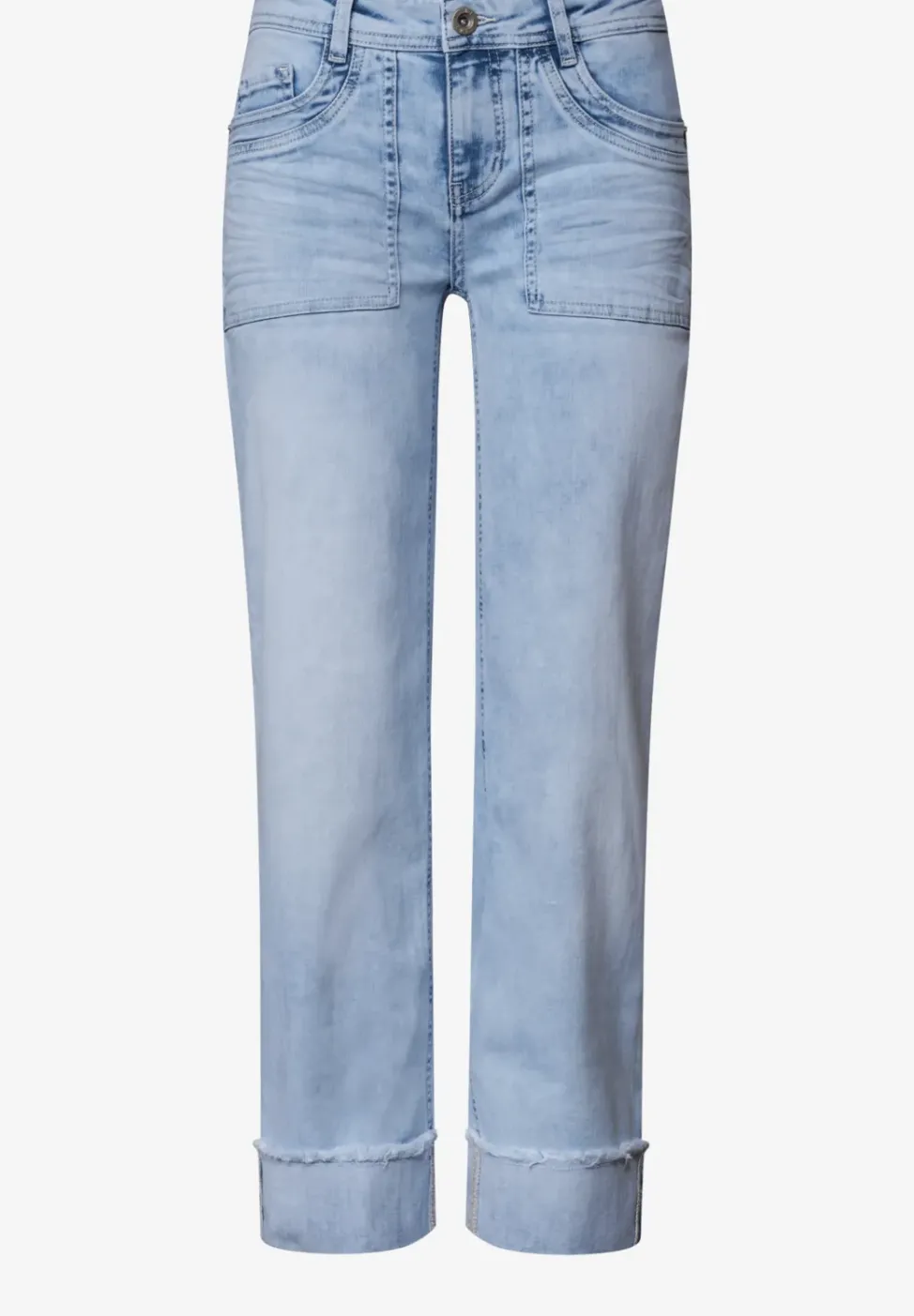 Mid Waist Straight Leg Jeans im Casual Fit