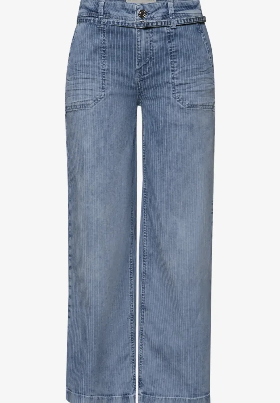 Mid Waist Wide Leg Jeans mit Streifen