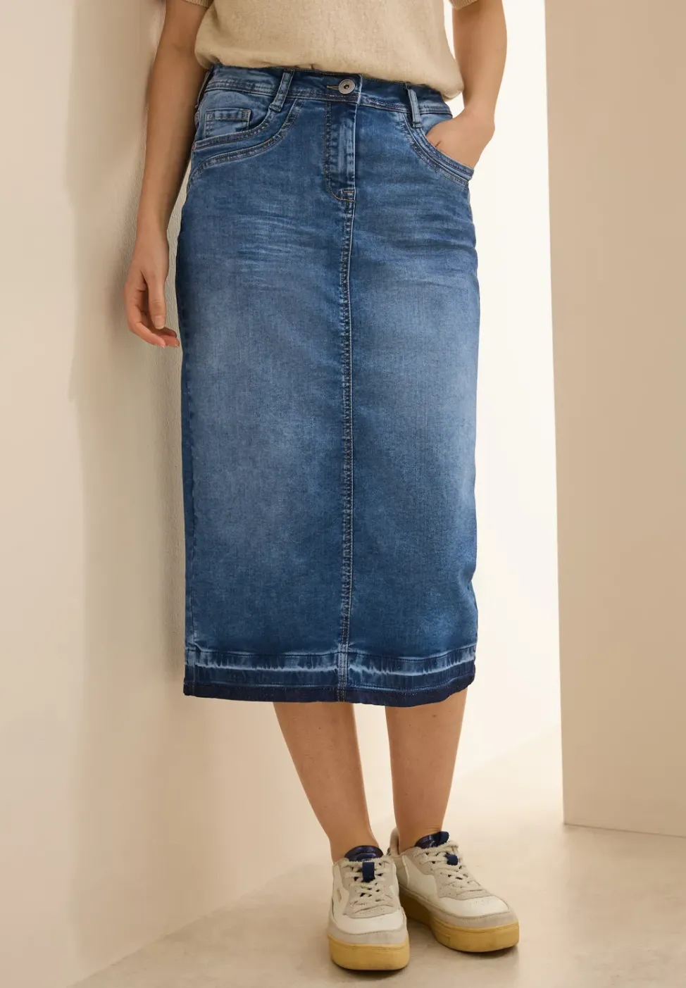 Midi-Jeansrock