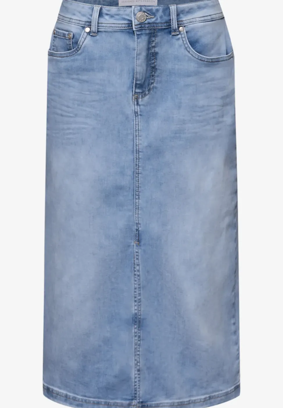 Midi-Jeansrock in hellblauer Waschung