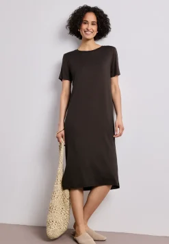 Midi-Kleid mit Kurzarm mit Schlitzdetail