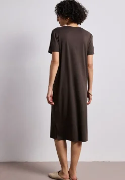 Midi-Kleid mit Kurzarm mit Schlitzdetail