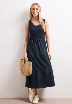 Midi-Kleid mit Smok-Oberteil