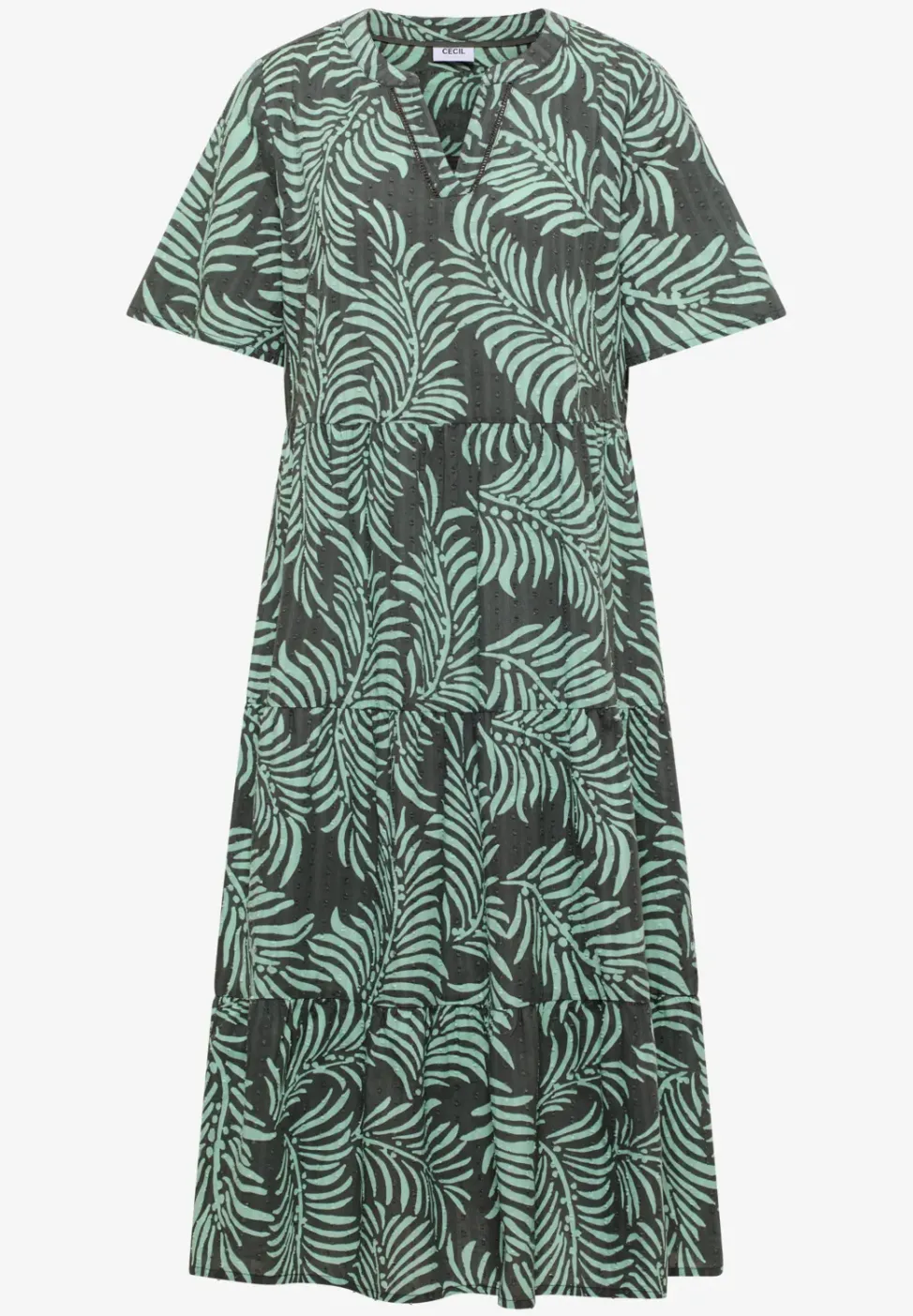 Midikleid mit Split Neck und Print