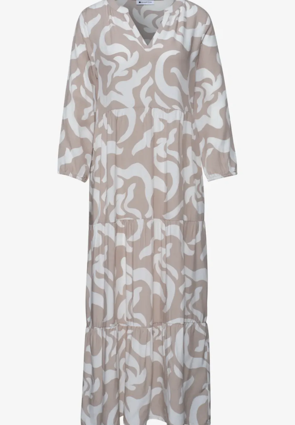 Midi-Kleid mit Split Neck und Print