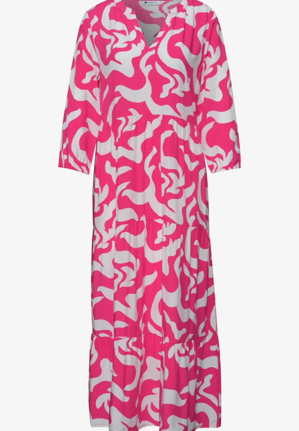 Midi-Kleid mit Split Neck und Print