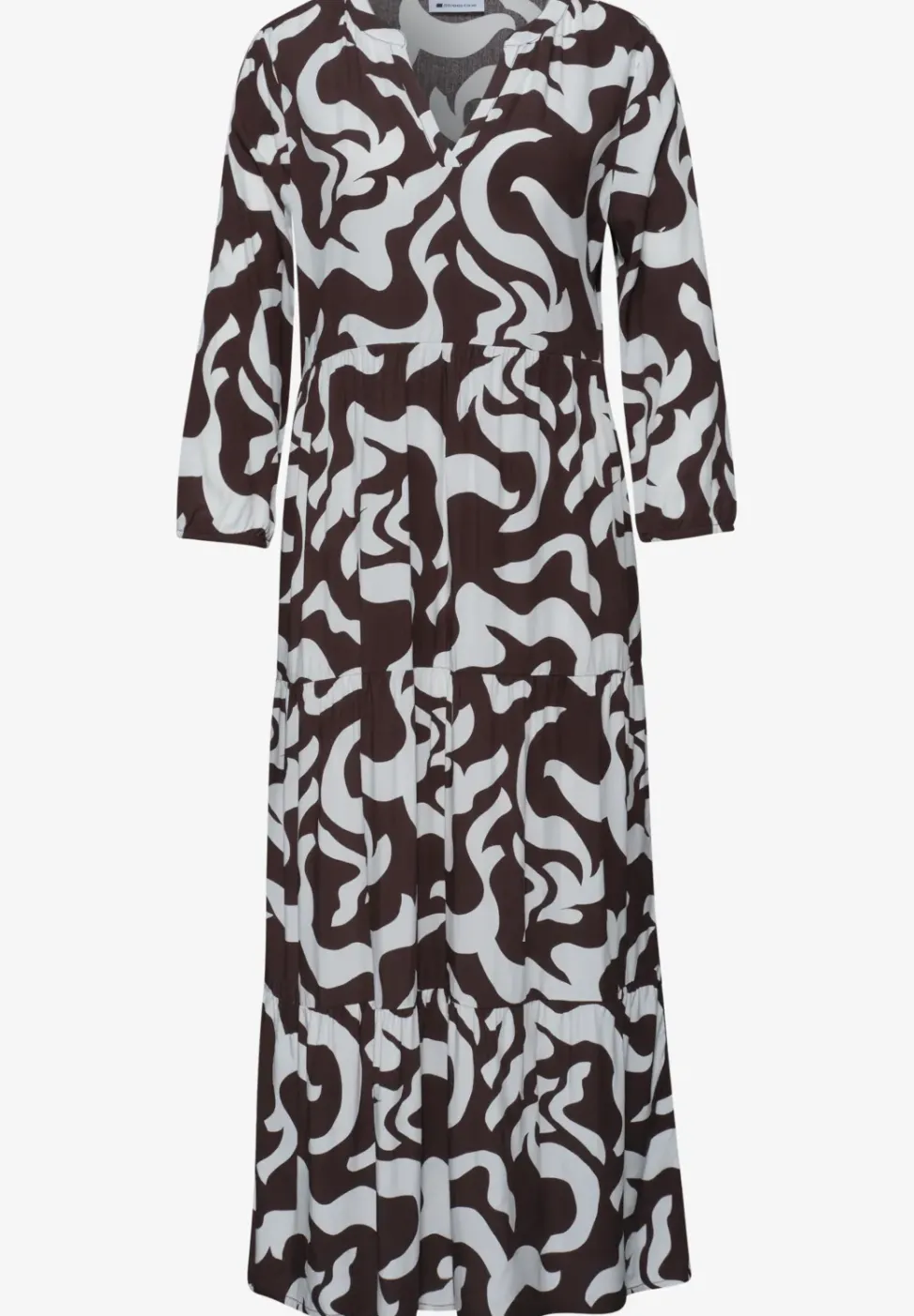 Midi-Kleid mit Split Neck und Print