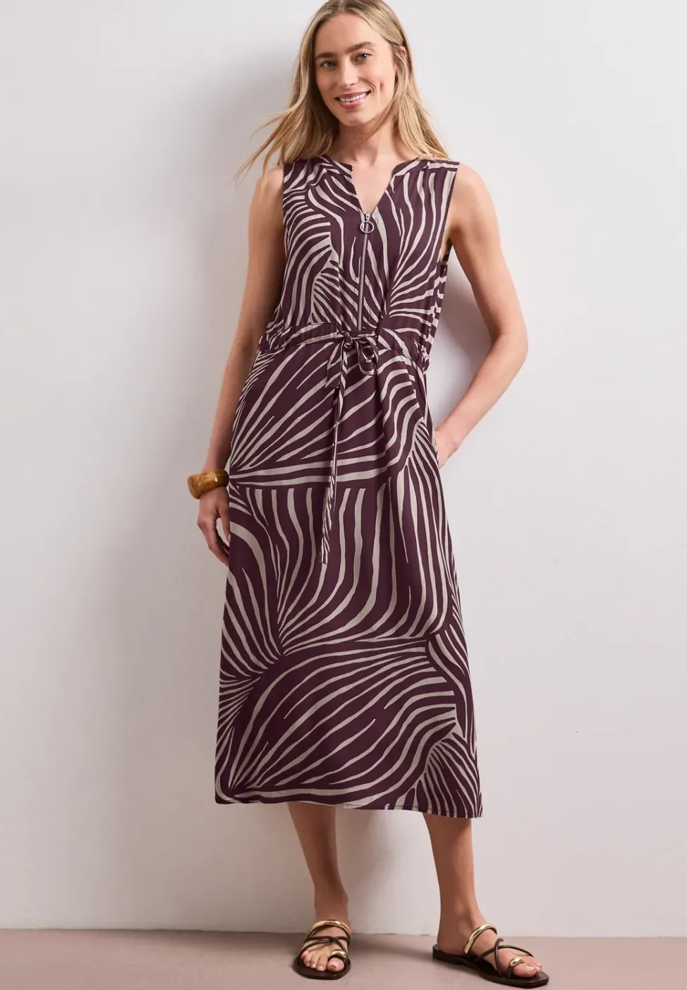 Midi-Kleid mit Split Neck und Zipper