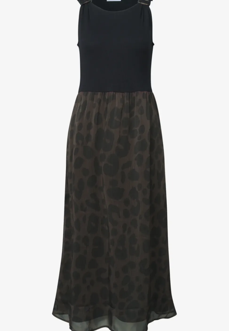 Midi-Kleid mit Strukturmix und Print