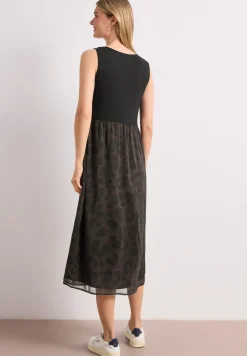 Midi-Kleid mit Strukturmix und Print