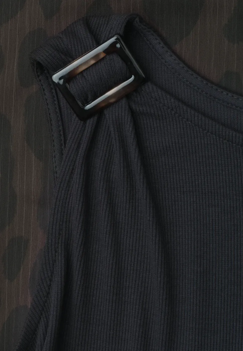 Midi-Kleid mit Strukturmix und Print