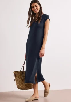Midi-Kleid mit V-Neck im Strick-Look