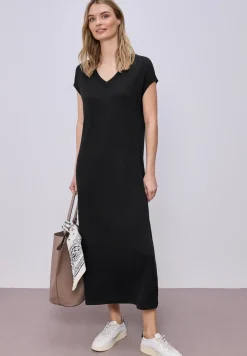 Midi-Kleid mit V-Neck im Strick-Look