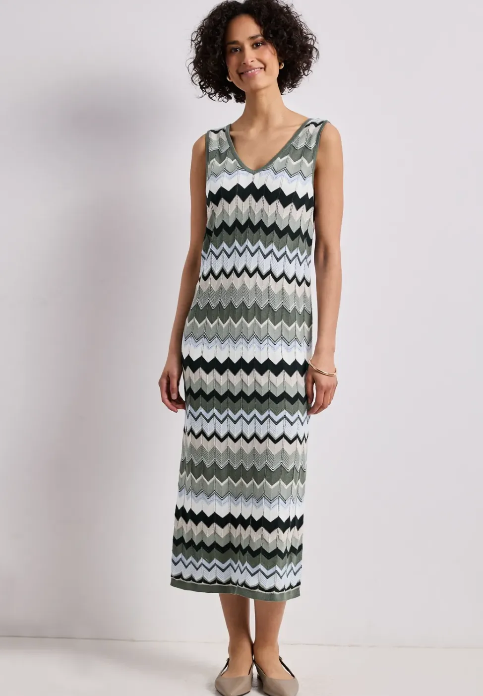 Midi-Kleid mit Zick-Zack-Muster