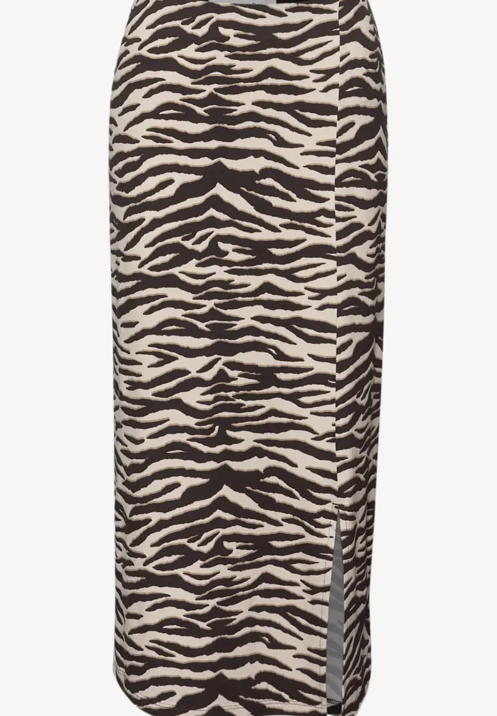 Midi-Rock mit Schlitz und Animal Print