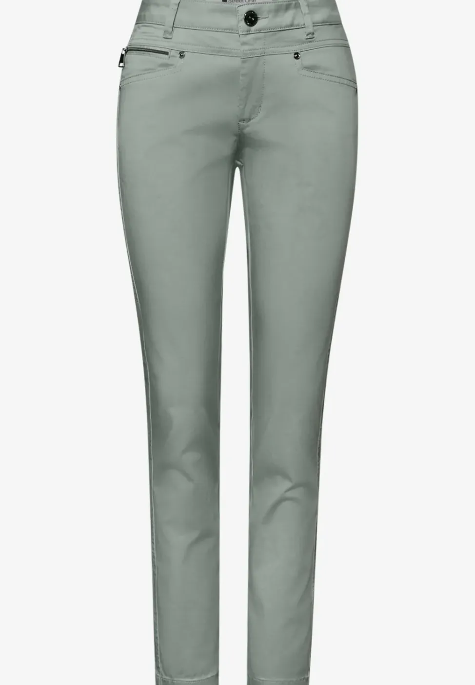 Mid Waist Slim Leg Hose im Satin-Look