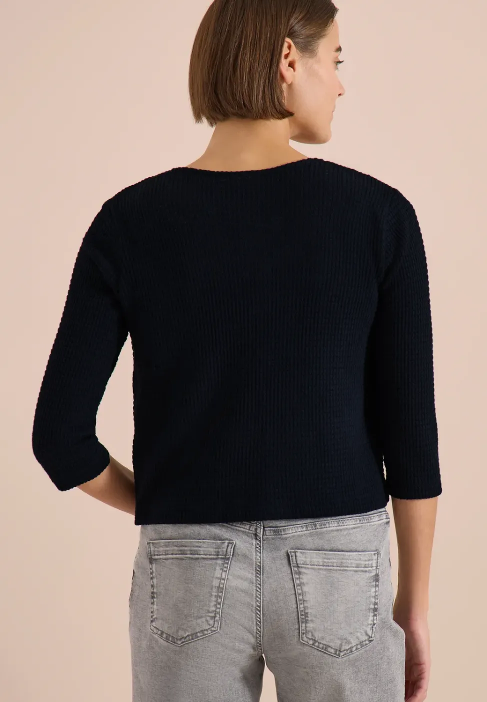Offene 3/4-Arm Jacke im Ajour-Look