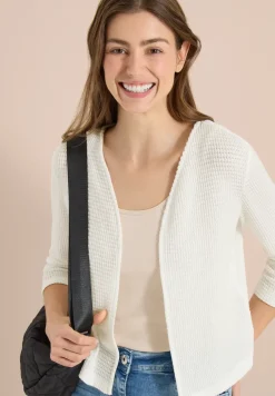 Offene 3/4-Arm Jacke im Ajour-Look