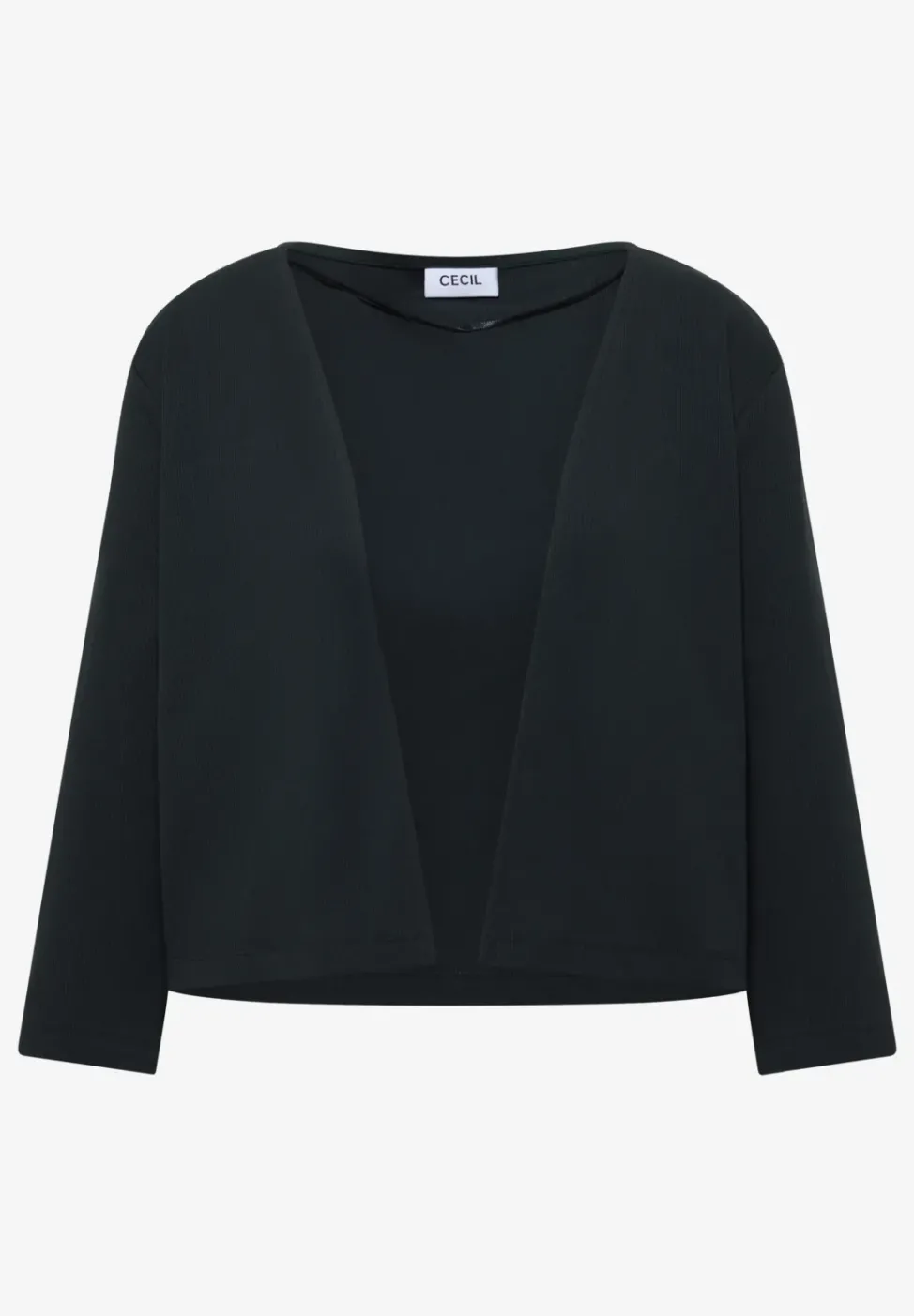 Offene 3/4-Arm Jacke in Rippstruktur