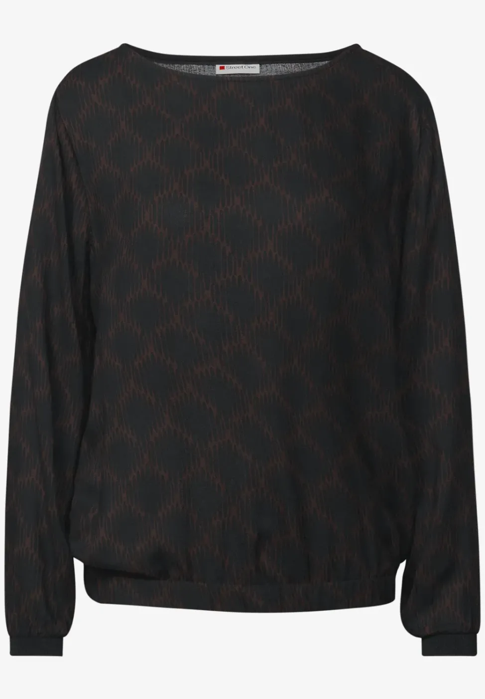 Print-Bluse mit Elastiksaum