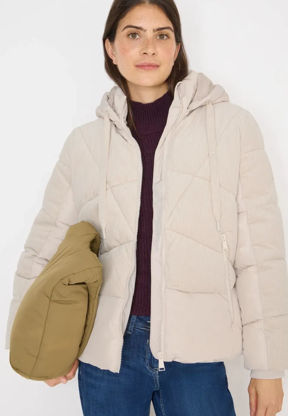 Puffer Jacke mit Cord-Mix