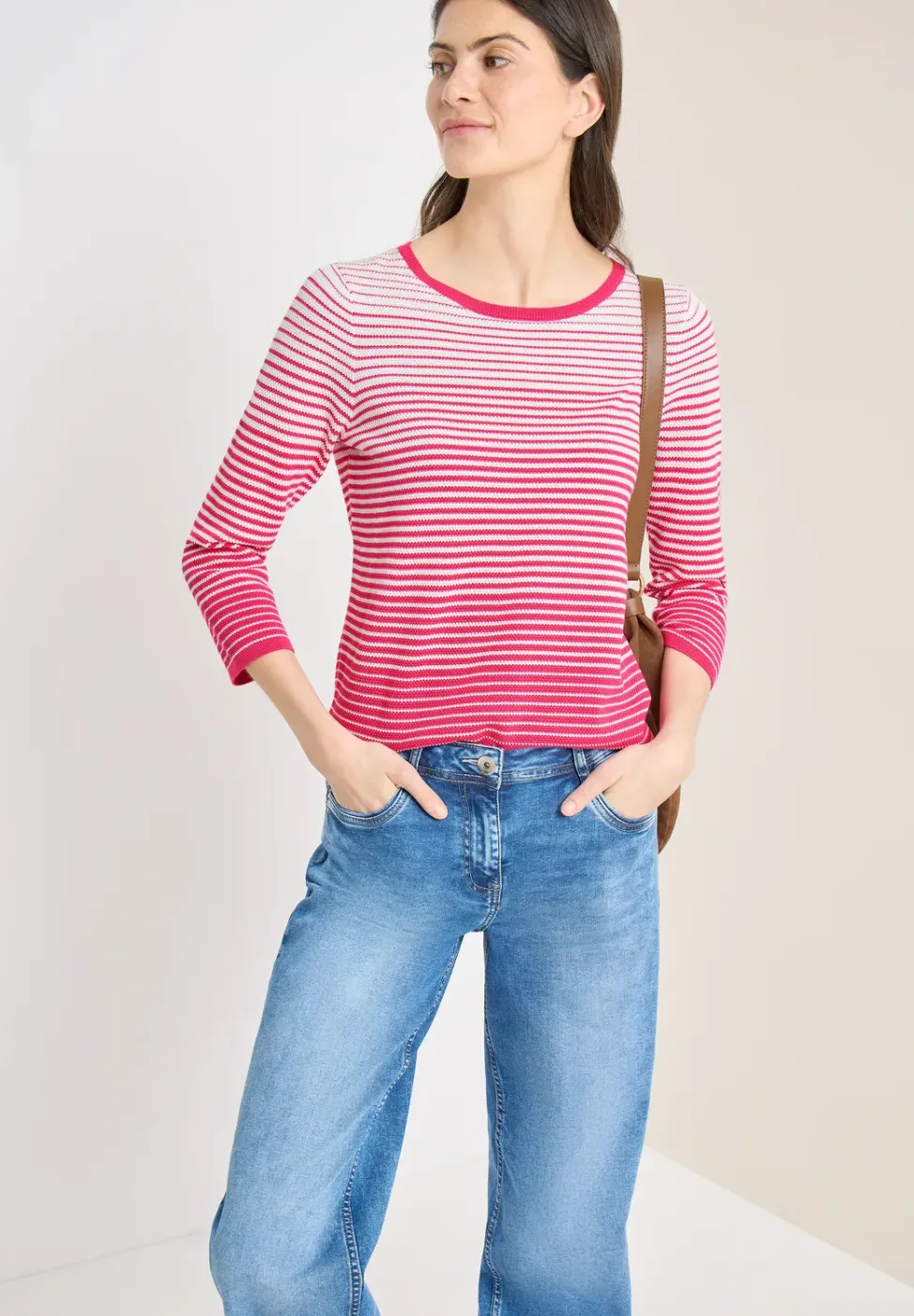 Pullover mit Rundhals und Streifen
