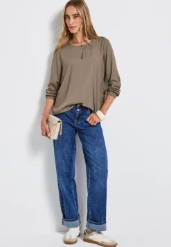Rundhalsbluse mit Cut-Out