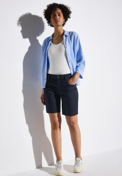 Satin Bermuda mit Zipper