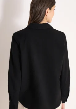 Seersucker Langarm Bluse mit Knopfleiste