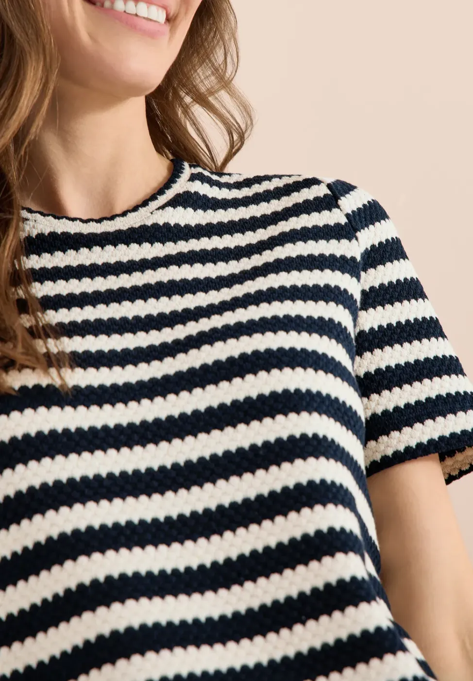 Shirt mit Rundhals im Ajour-Look