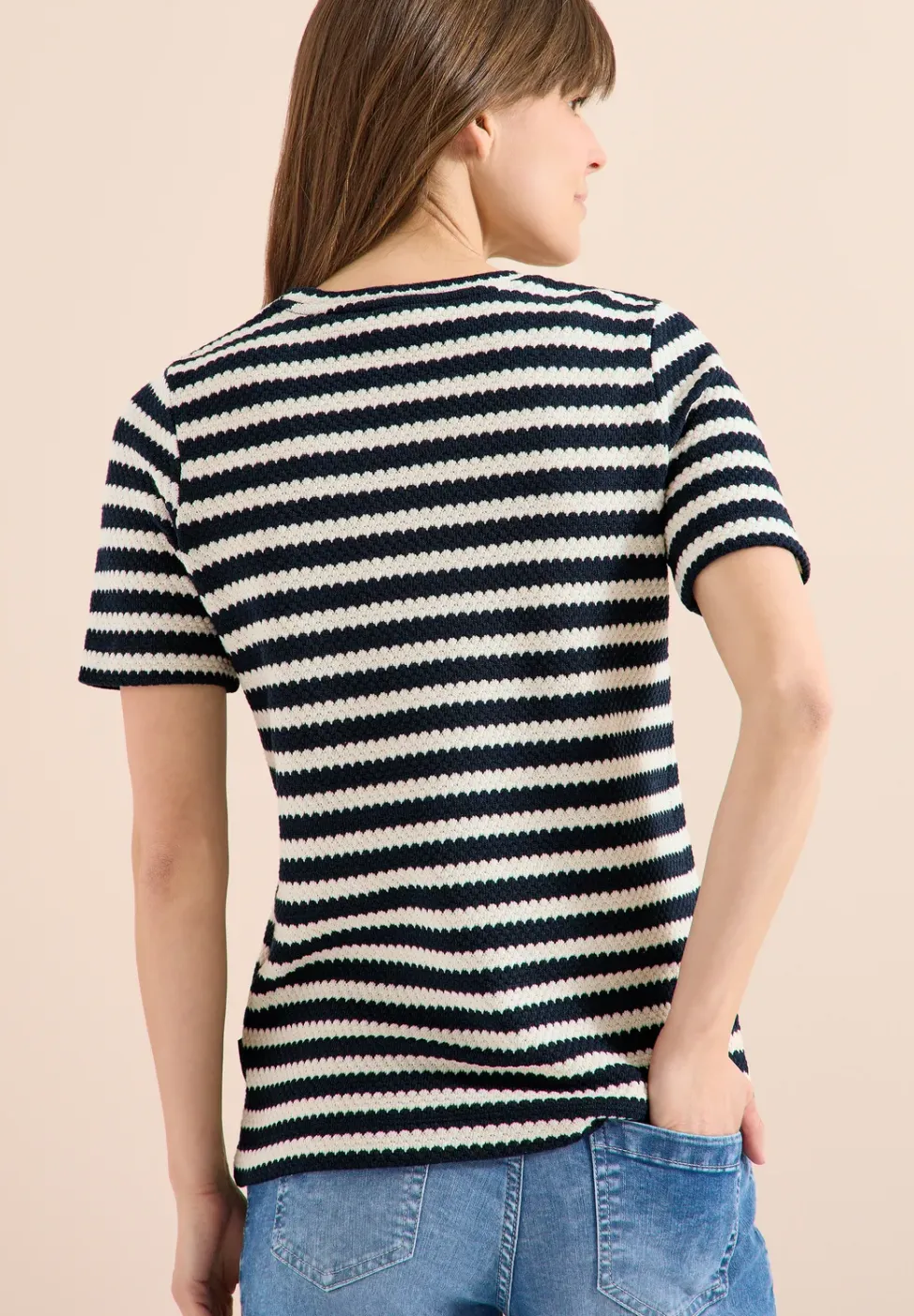 Shirt mit Rundhals im Ajour-Look