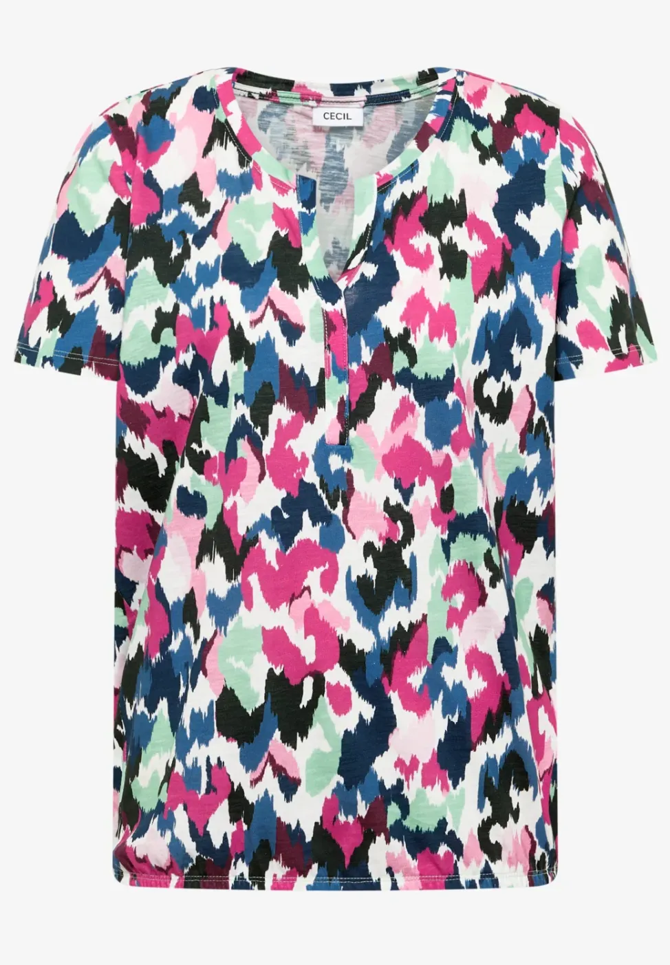 Shirt mit Split Neck im Tunika-Look