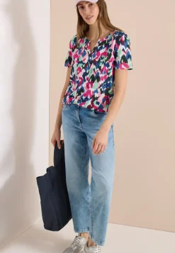 Shirt mit Split Neck im Tunika-Look